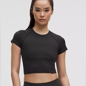 🍋 Lululemon Swiftly Cropped Short Sleeve Tee Top Black